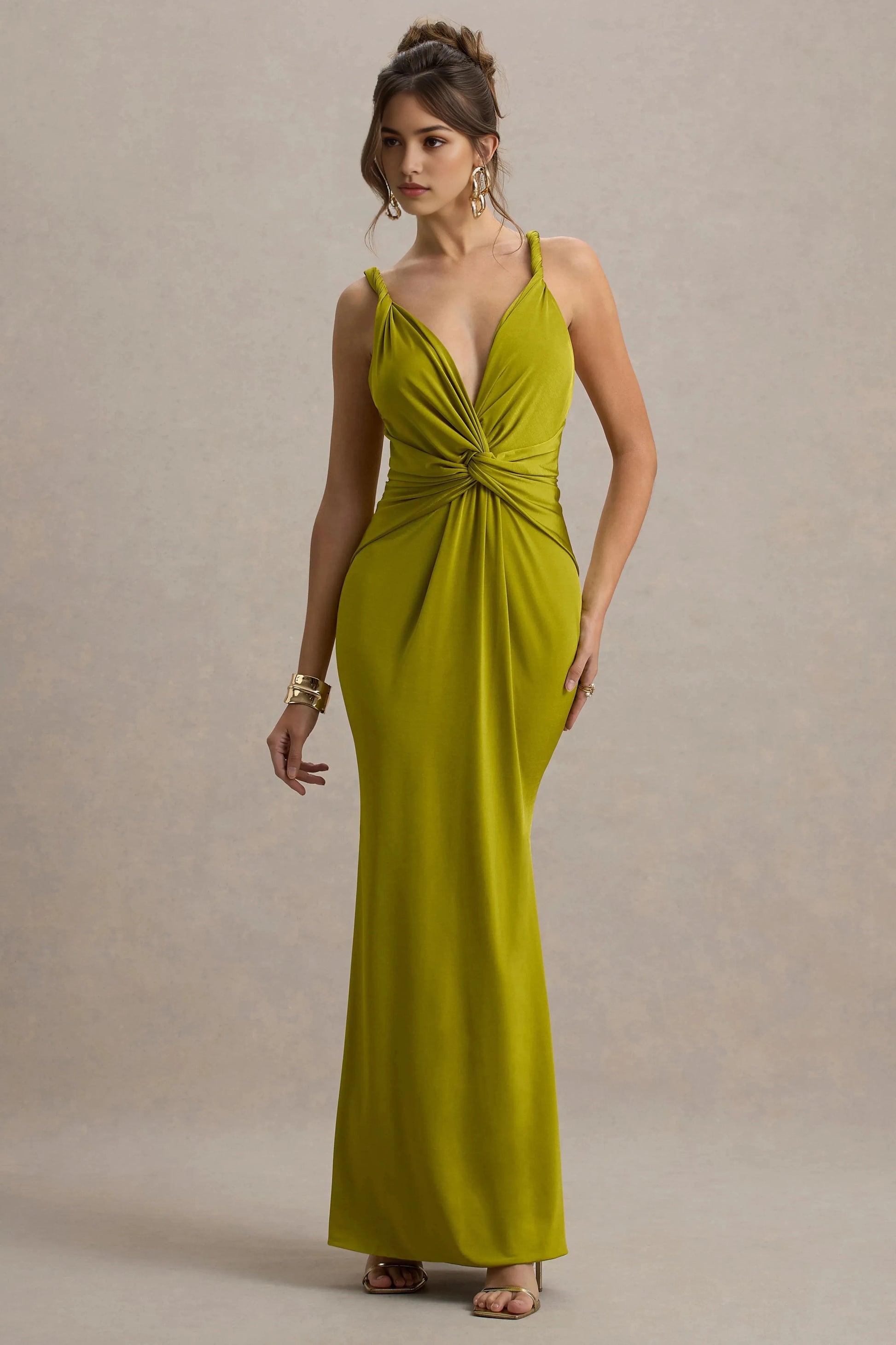 Vibrant Mermaid Plunging Neck Sleeveless Crisscross Back Floor Length For Sale Evening Dress by YiHuiw