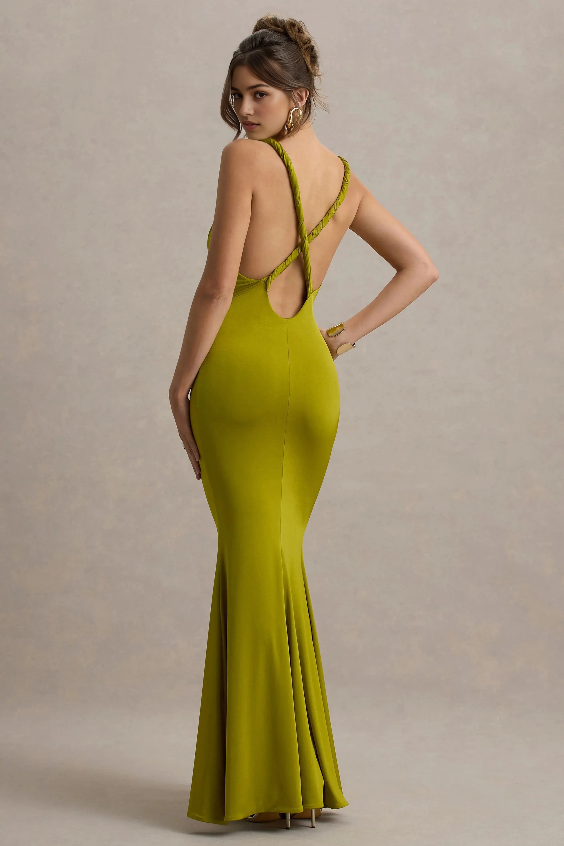 Vibrant Mermaid Plunging Neck Sleeveless Crisscross Back Floor Length For Sale Evening Dress by YiHuiw