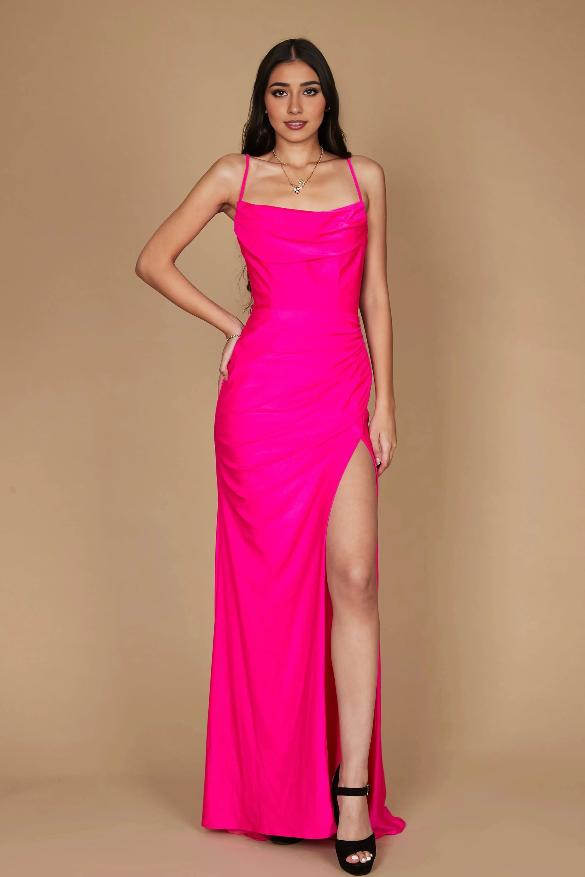 Vibrant Sheath Square Neck Spaghetti Strap Zipper Back Floor Length Prom Dress by YiHuiw