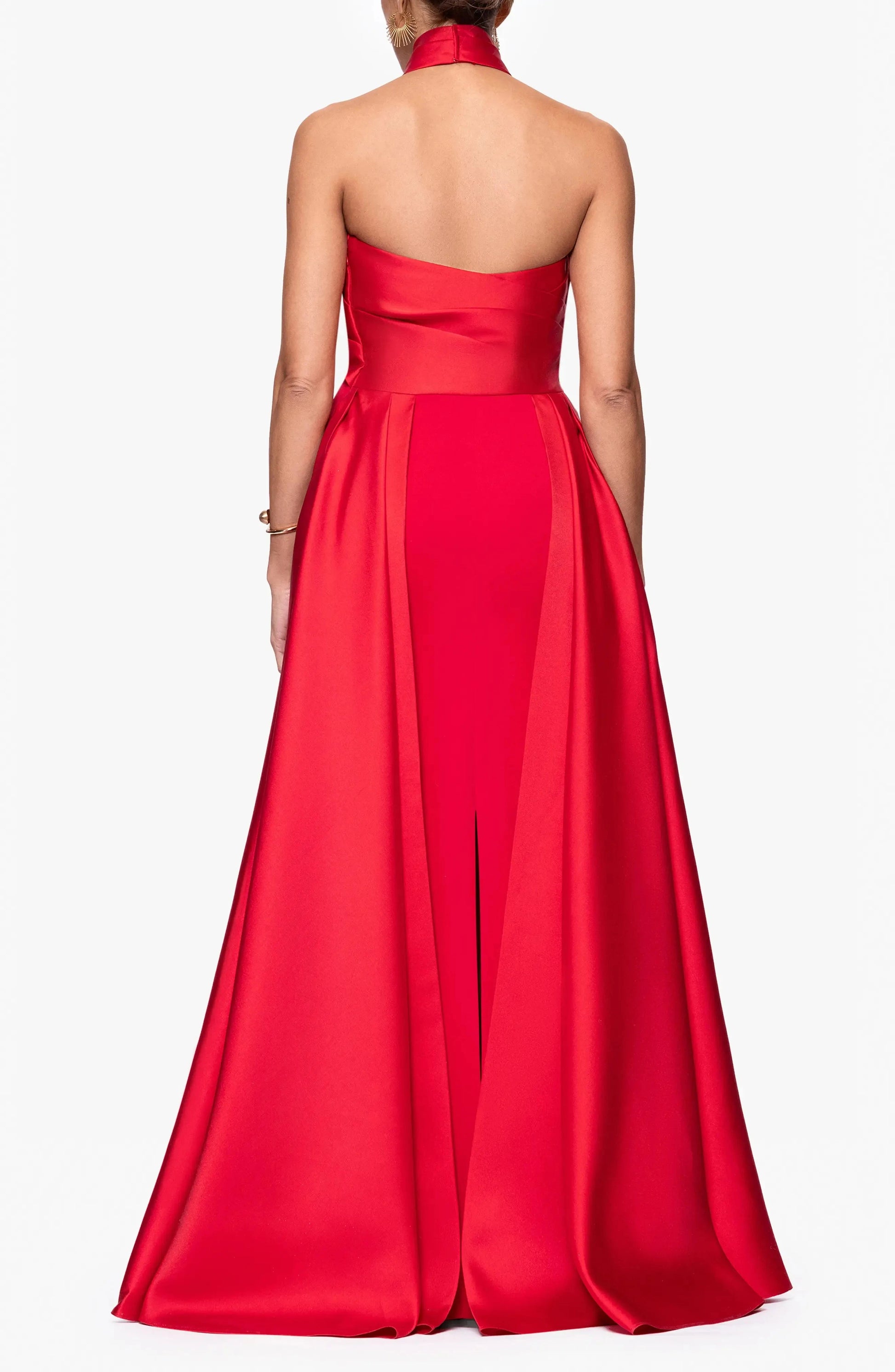 Vibrant Trumpet Halter Neck Sleeveless Cape Back Maxi For Adults Evening Dress by YiHuiw