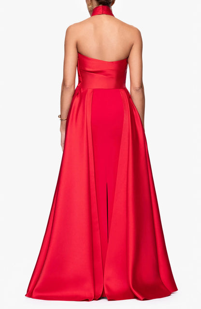 Vibrant Trumpet Halter Neck Sleeveless Cape Back Maxi For Adults Evening Dress by YiHuiw