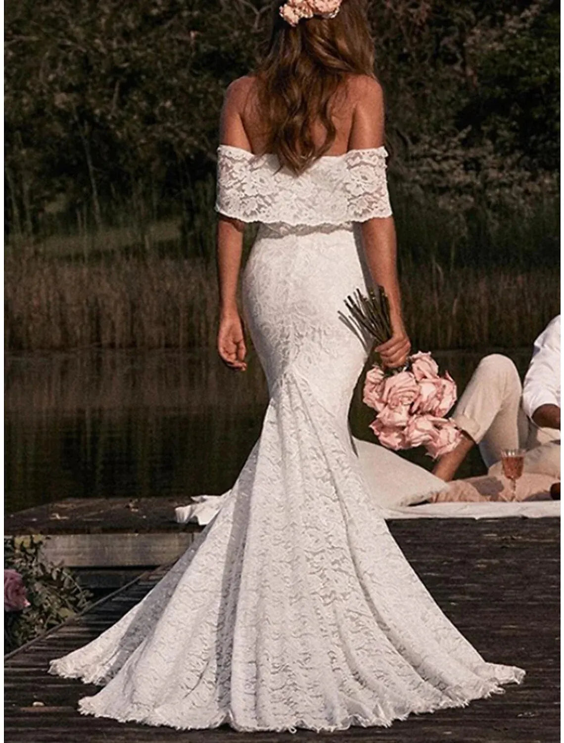 Mermaid Lace Ruffled Wedding Dress - Yihuiw by Yihuiw