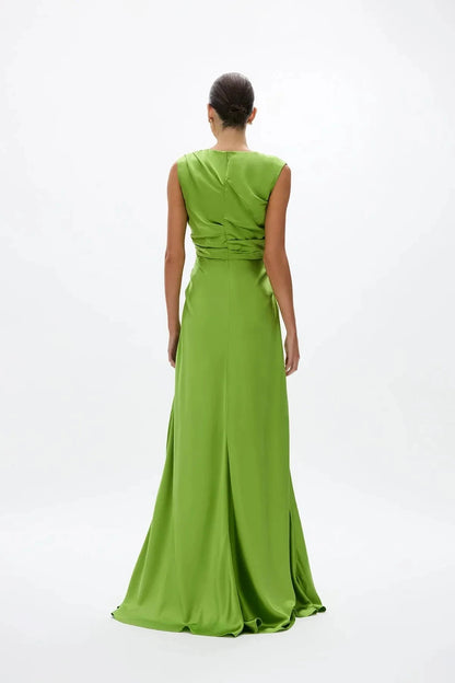 Vintage Sheath Crew Neck Sleeveless Zipper Back Train Floor Length For Ladies Prom Dress by YiHuiw
