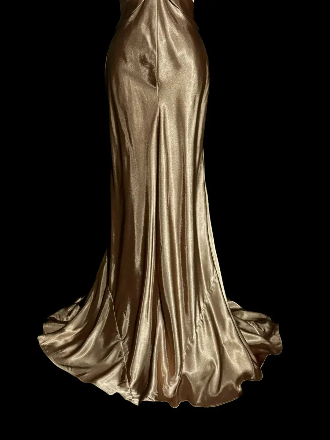 Vintage Mermaid V Neck Gold 1950s Retro Classy Satin Long Prom Dresses Party Dress 21st Birthday Outfits Graduation Dresses by YiHuiw