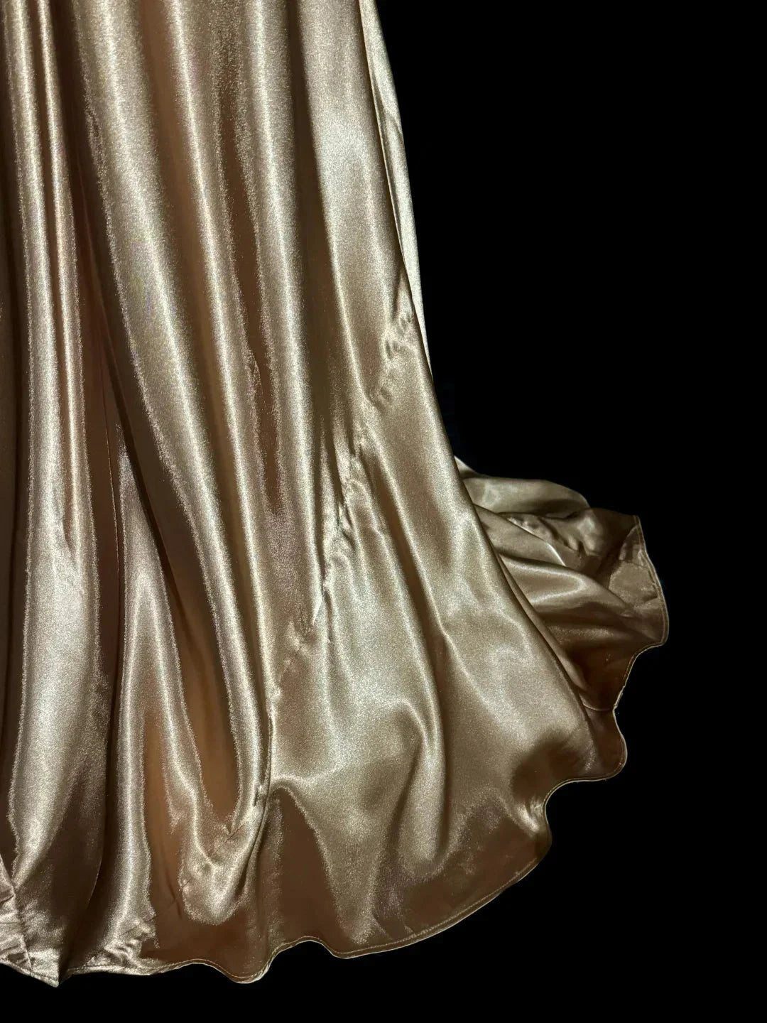 Vintage Mermaid V Neck Gold 1950s Retro Classy Satin Long Prom Dresses Party Dress 21st Birthday Outfits Graduation Dresses by YiHuiw