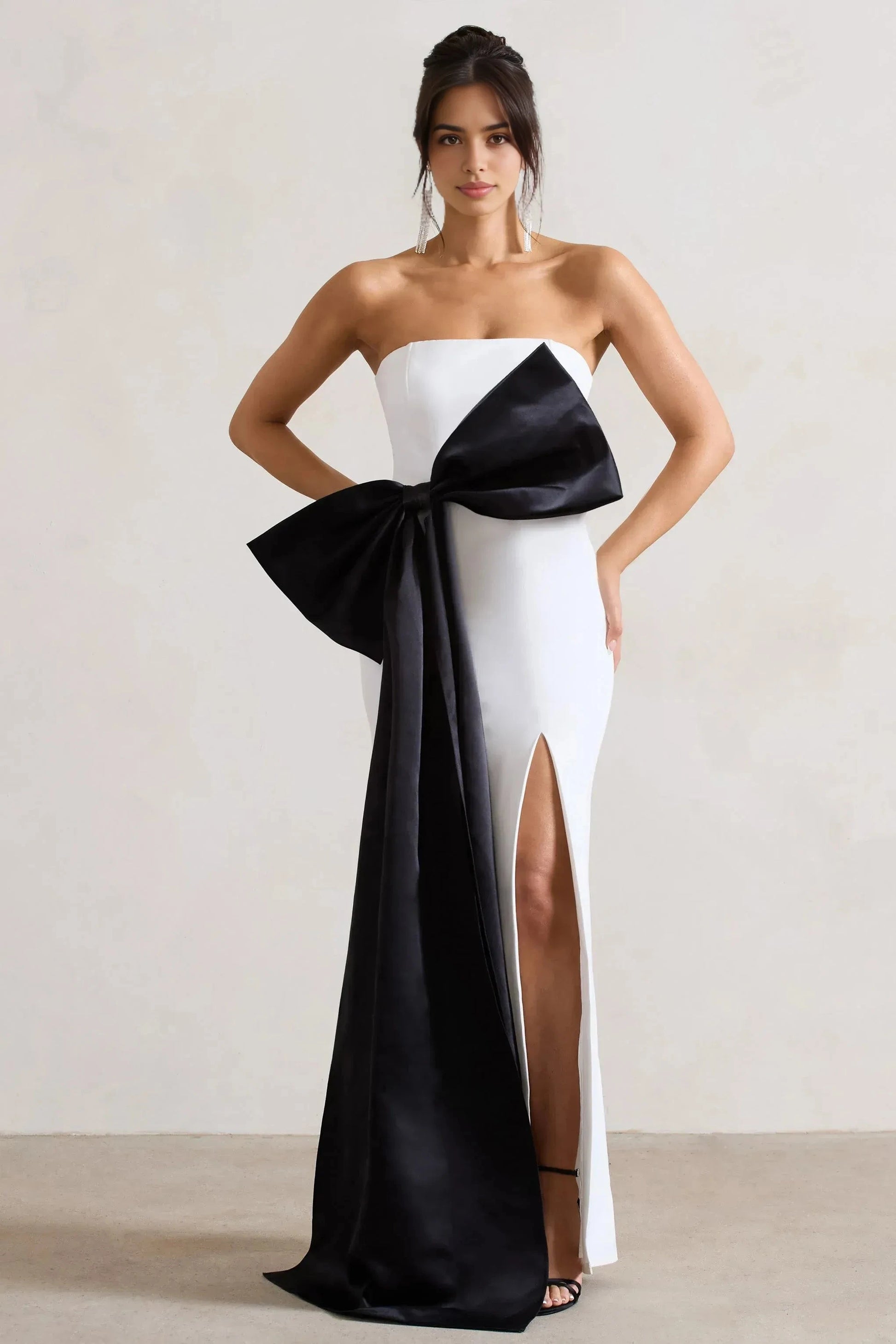Vivid Mermaid Strapless Bow Accent Open Back Floor Length For Sale Evening Dress by YiHuiw