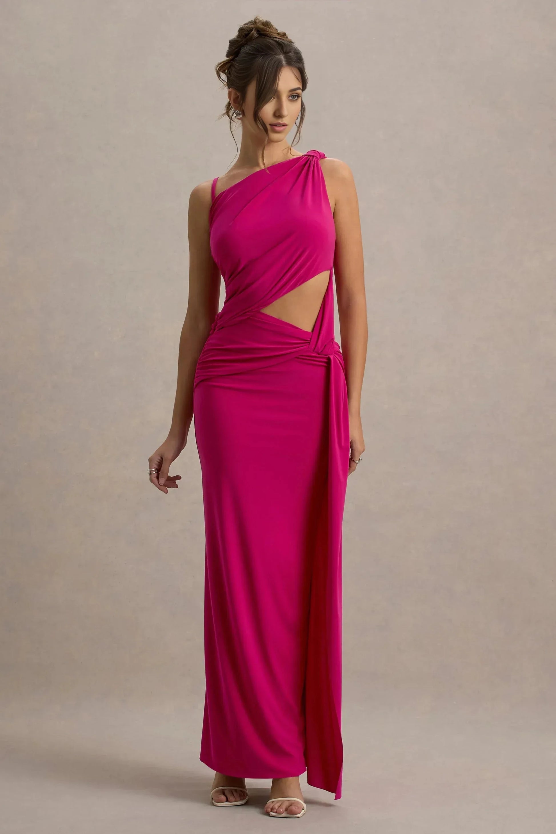 Vivid Sheath One Shoulder Sleeveless Cutout Back Floor Length Plus Size For Women Evening Dress by YiHuiw