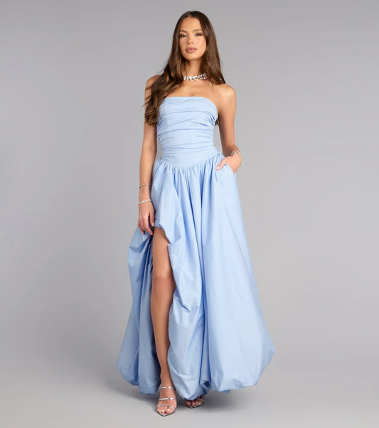 A-Line Strapless Lace High Slit Floor-Length Wedding Dress - Yihuiw by Yihuiw