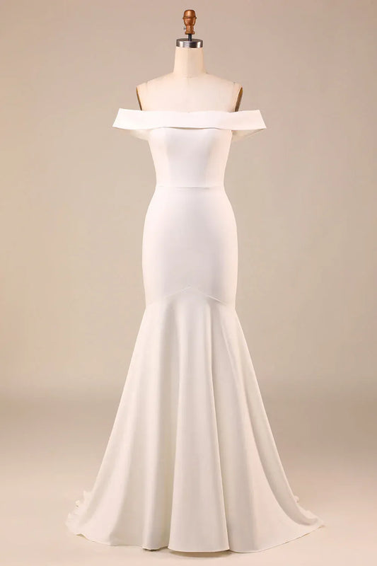 Mermaid Crepe Train Wedding Dress - Yihuiw by Yihuiw