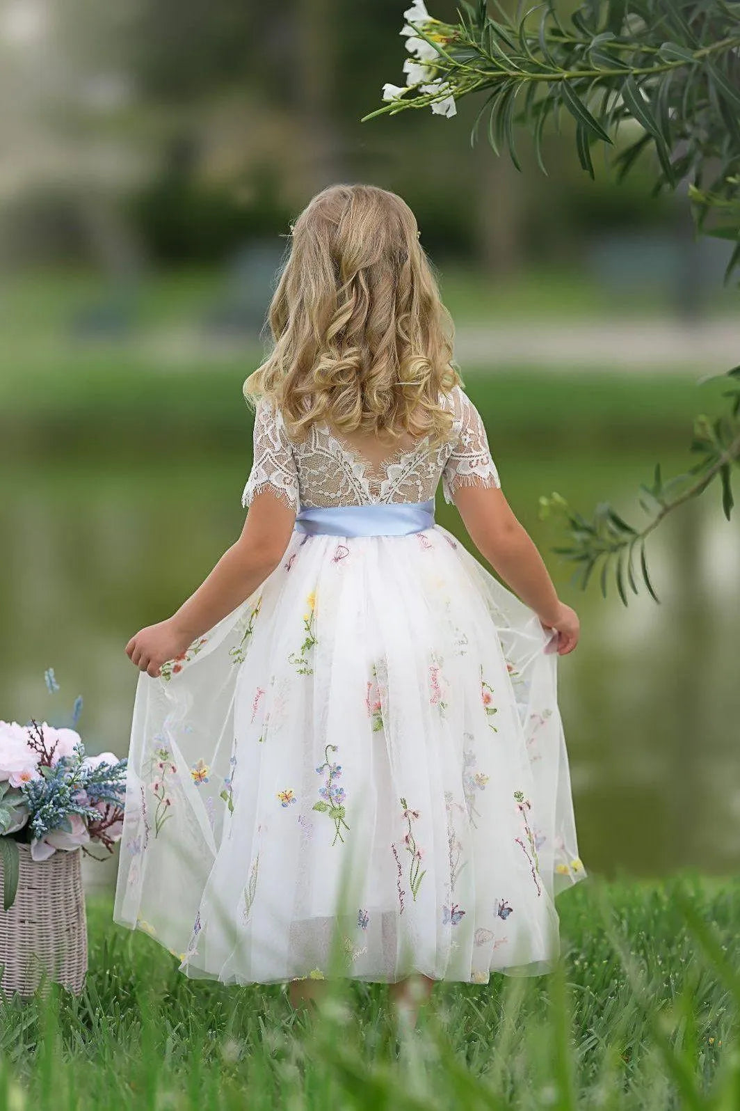 A-Line Lace Short Sleeve Open Back Mini Dress - Yihuiw by Yihuiw