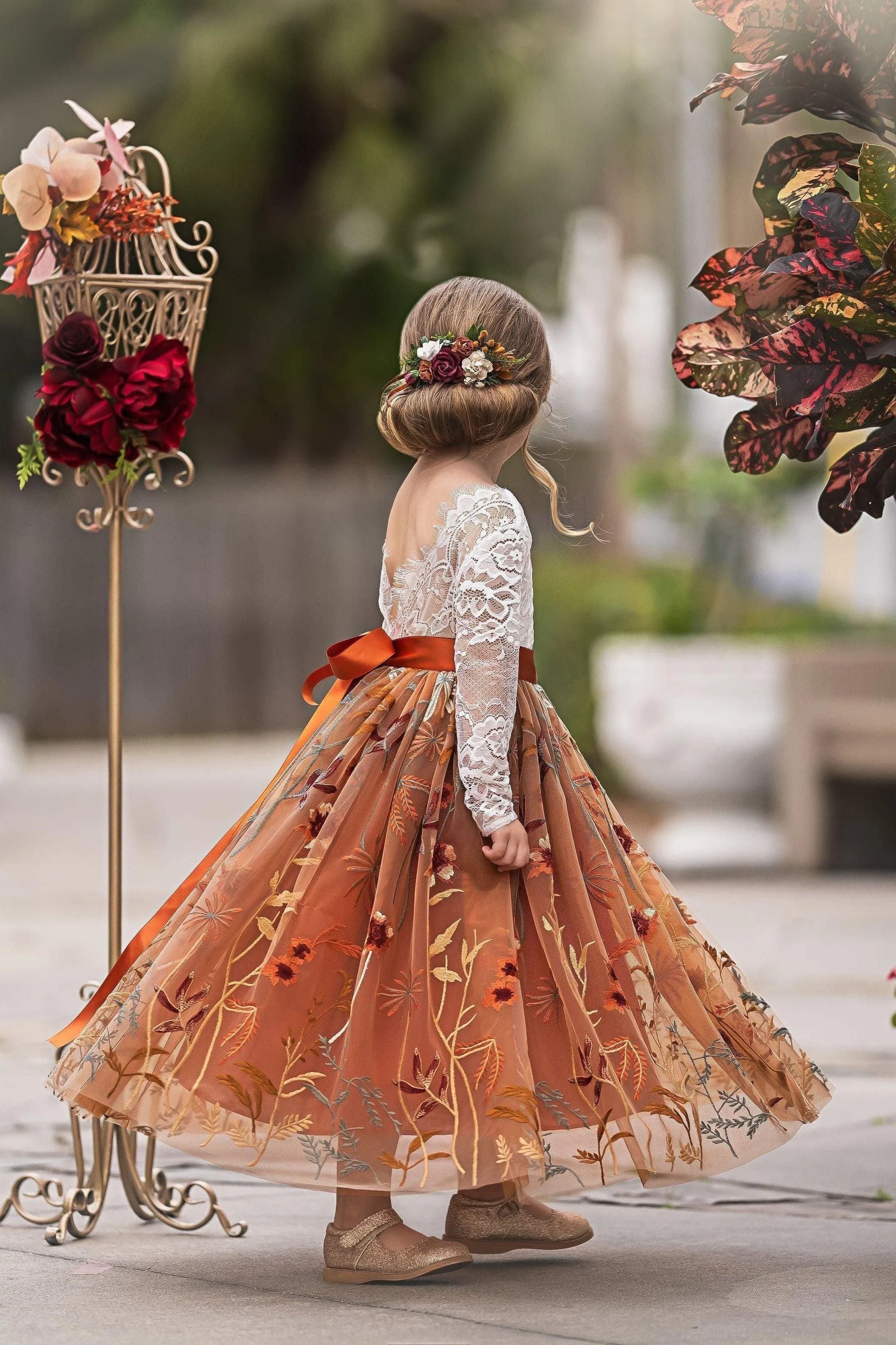 A-Line Long Sleeve Floor-Length Dress - Yihuiw by Yihuiw
