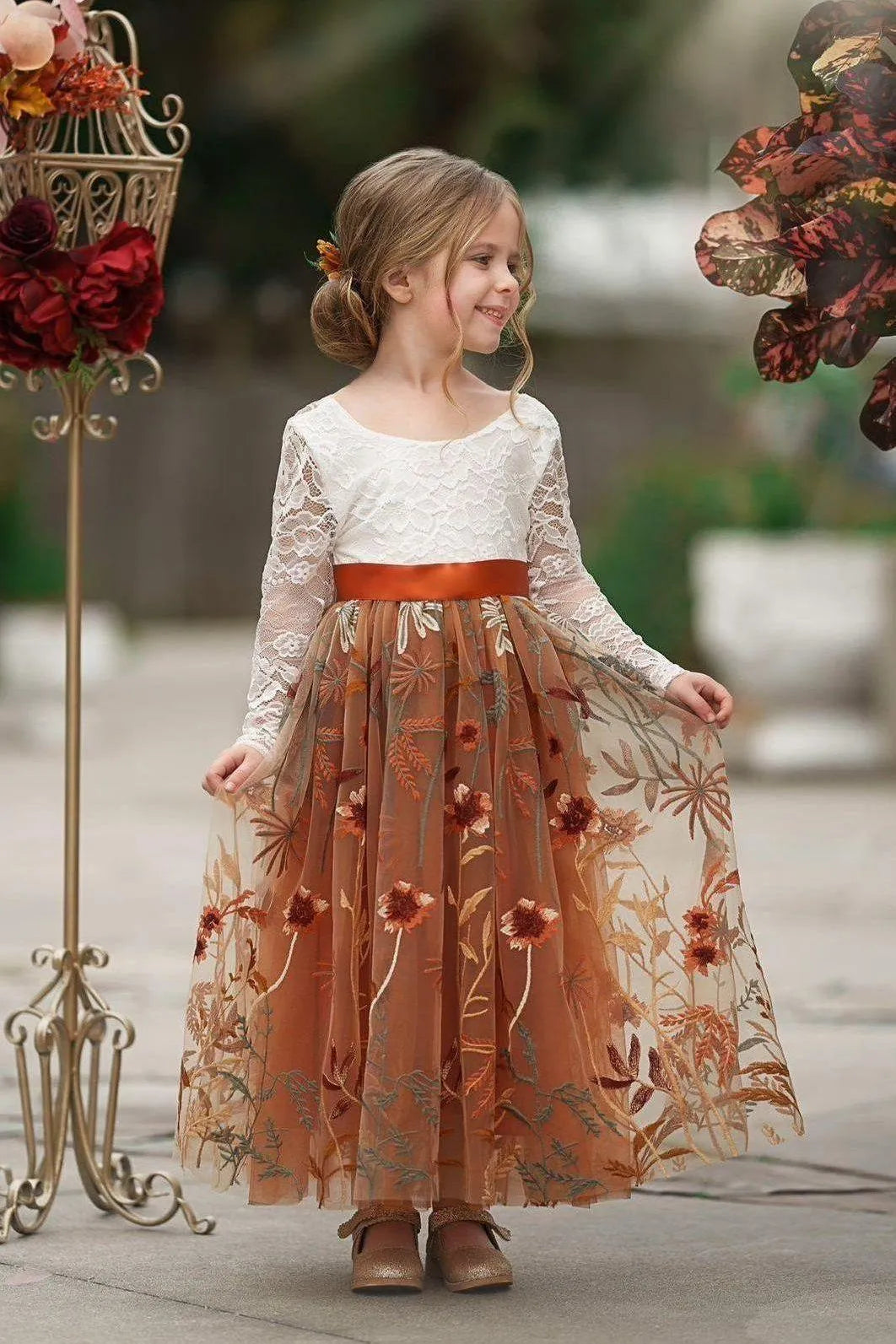 A-Line Long Sleeve Floor-Length Dress - Yihuiw by Yihuiw