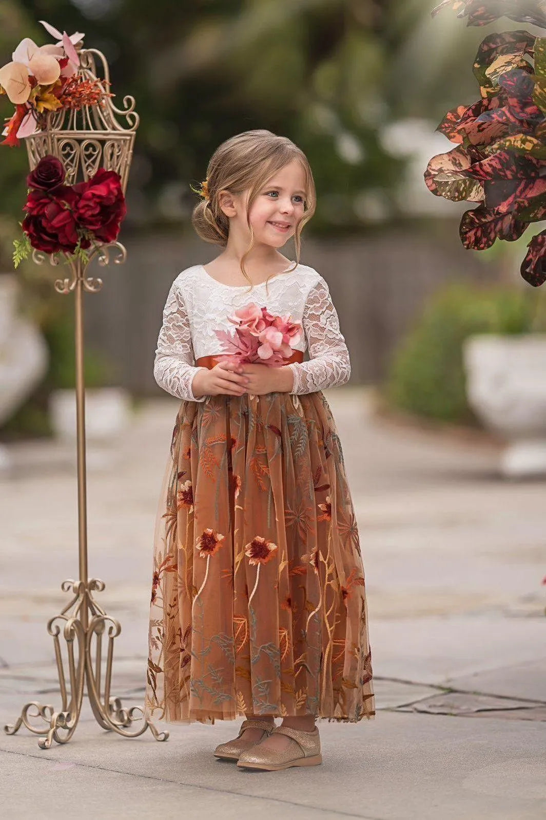A-Line Long Sleeve Floor-Length Dress - Yihuiw by Yihuiw