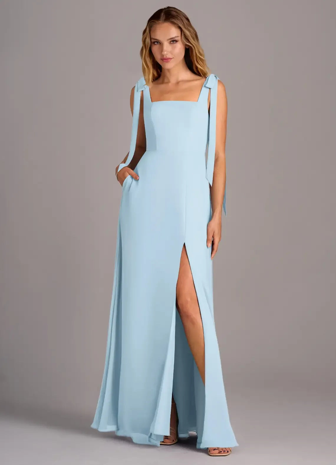 A-Line Square Neck Sleeveless Floor-Length Wedding Dress - Yihuiw by Yihuiw