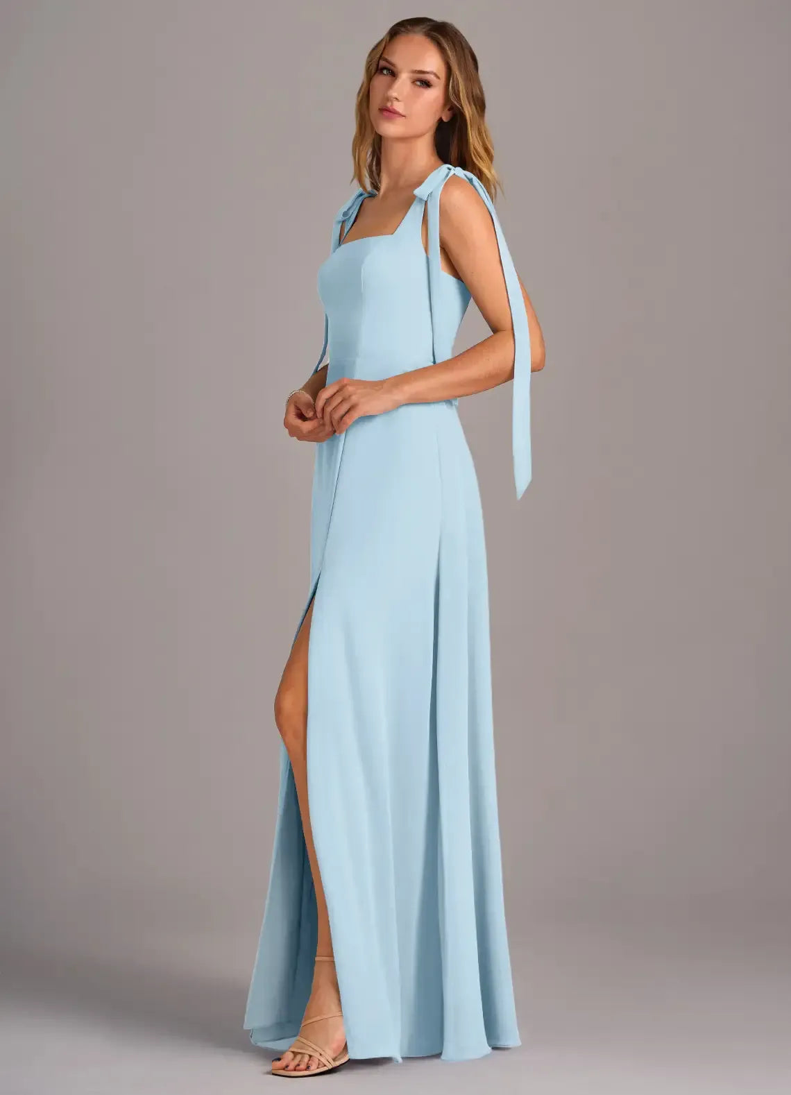 A-Line Square Neck Sleeveless Floor-Length Wedding Dress - Yihuiw by Yihuiw