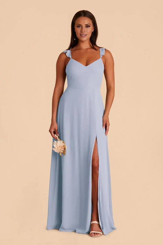 A-Line V-Neck Ruffled Floor-Length Wedding Dress - Yihuiw by Yihuiw