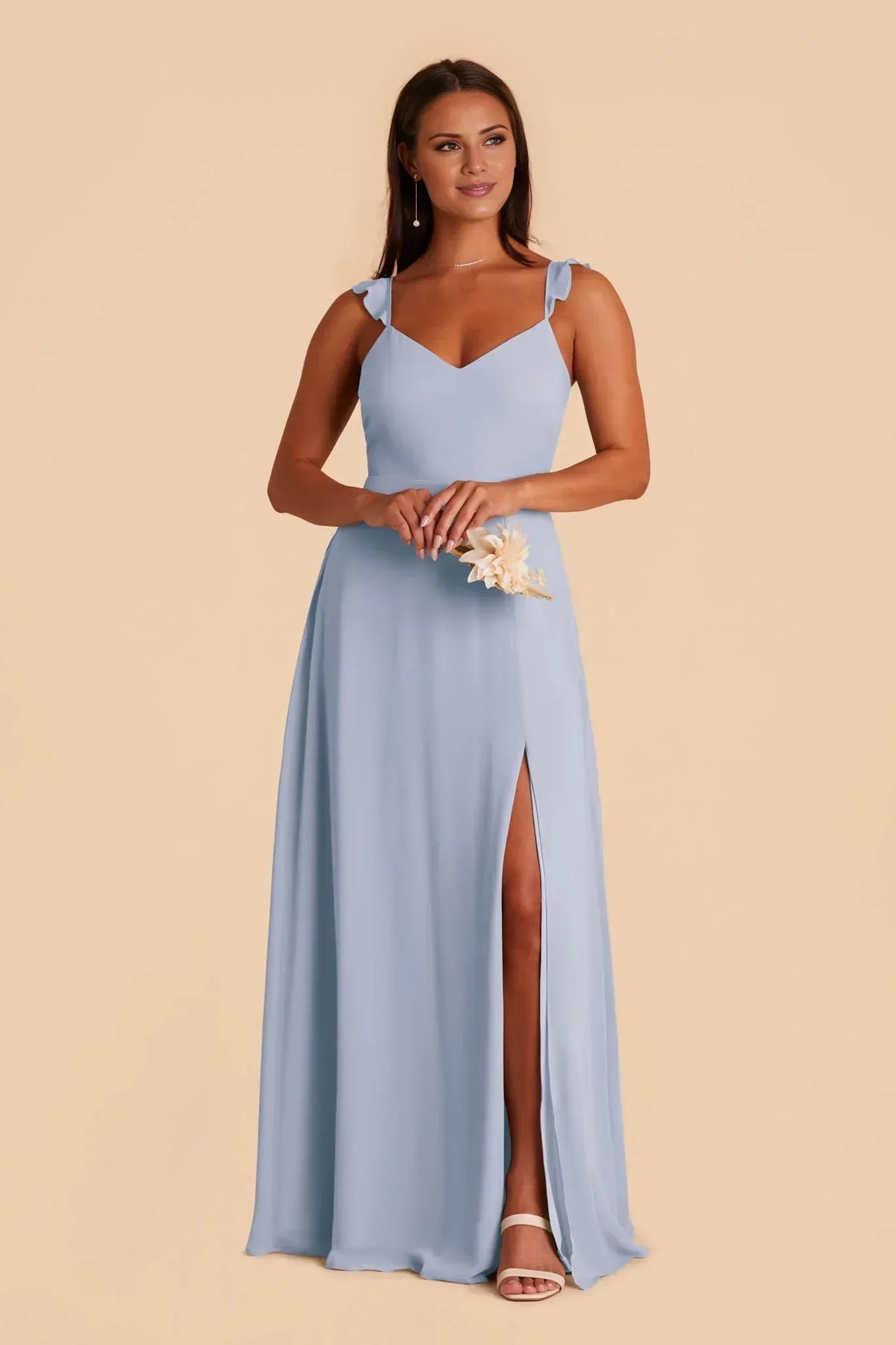 A-Line V-Neck Ruffled Floor-Length Wedding Dress - Yihuiw by Yihuiw