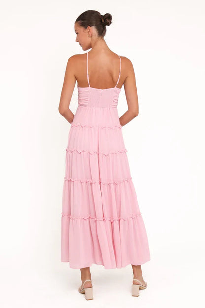 Halter Ruffled Floor-Length Wedding Dress - Yihuiw by Yihuiw