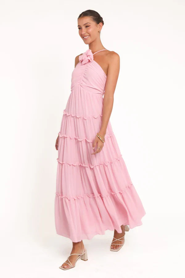Halter Ruffled Floor-Length Wedding Dress - Yihuiw by Yihuiw