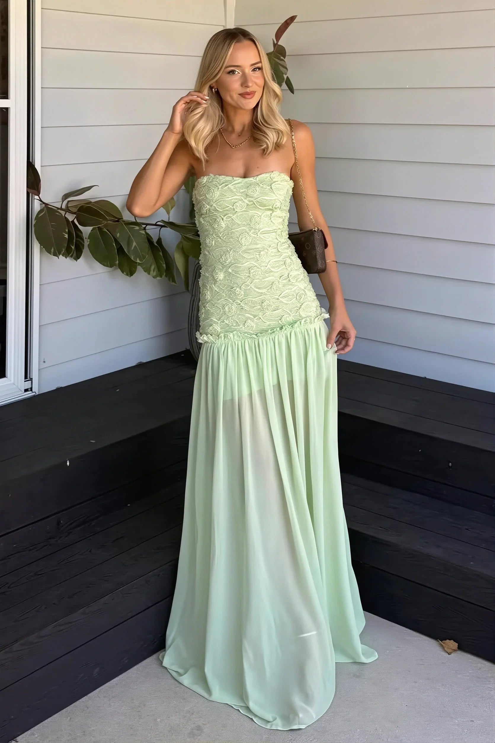 Strapless Chiffon Floor-Length Wedding Dress - Yihuiw by Yihuiw