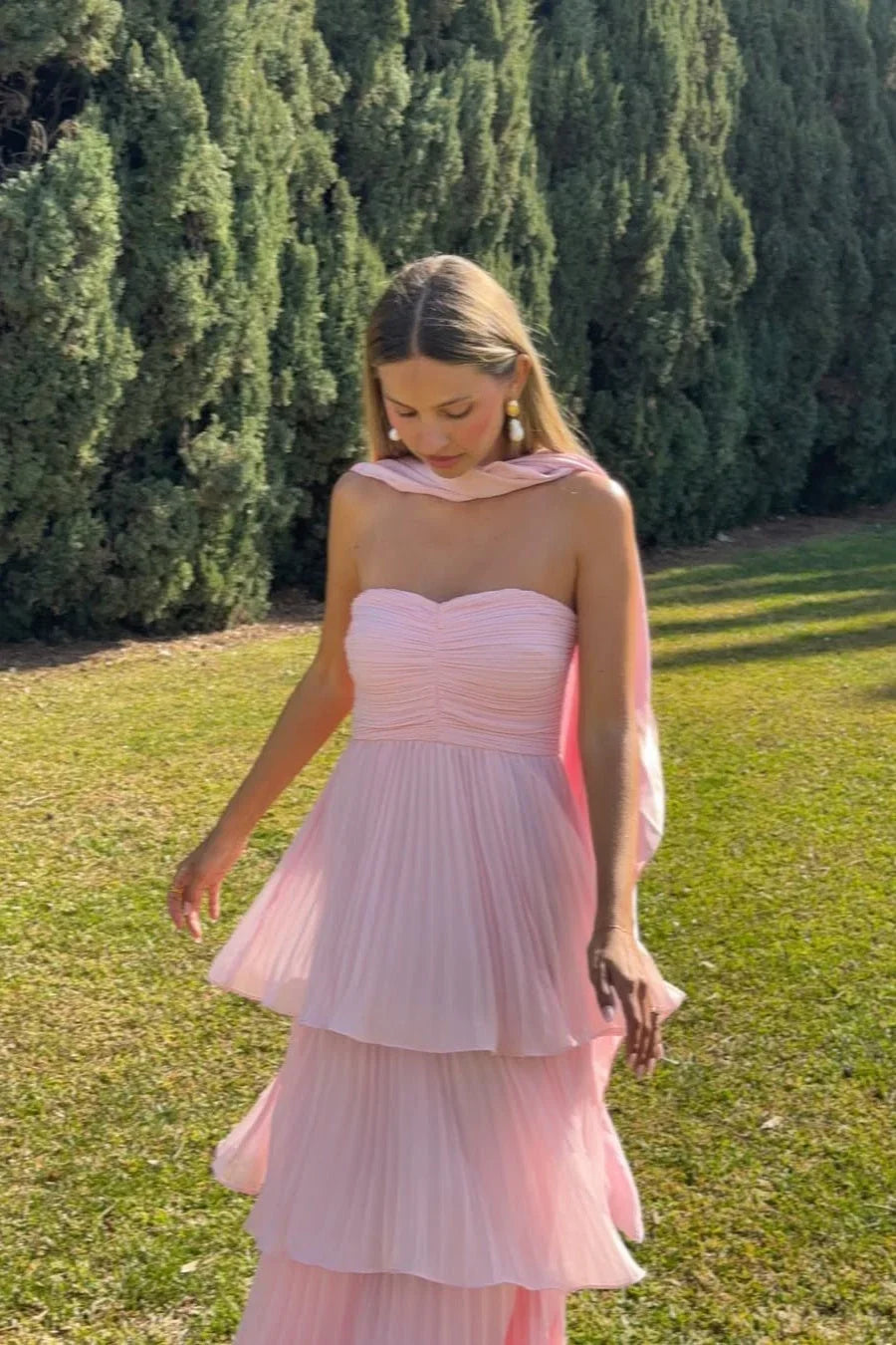 Strapless Pleated Floor-Length Wedding Dress - Yihuiw by Yihuiw