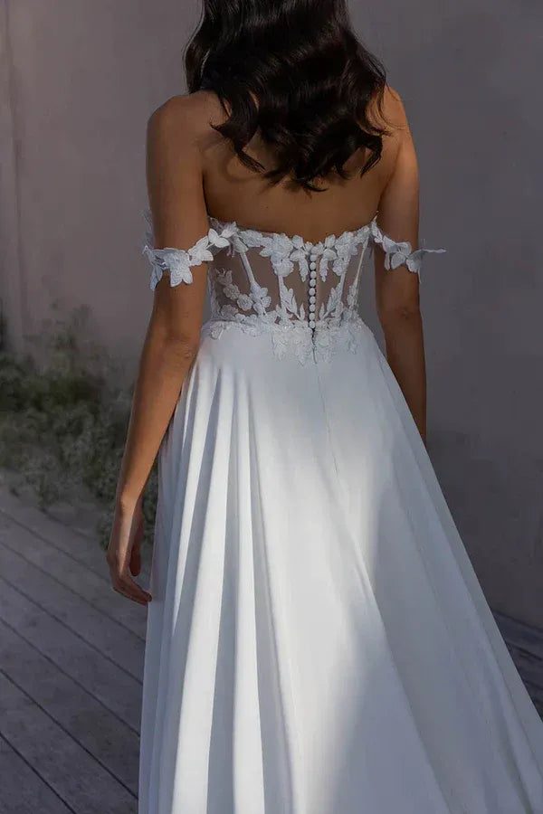 A-Line Chiffon Floor-Length Wedding Dress - Yihuiw by Yihuiw