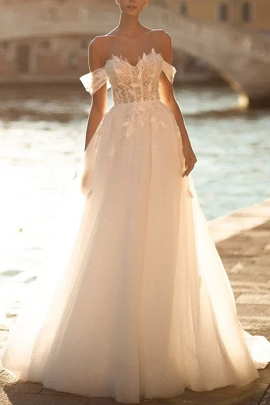 A-Line Sweetheart Floor-Length Wedding Dress - Yihuiw by Yihuiw