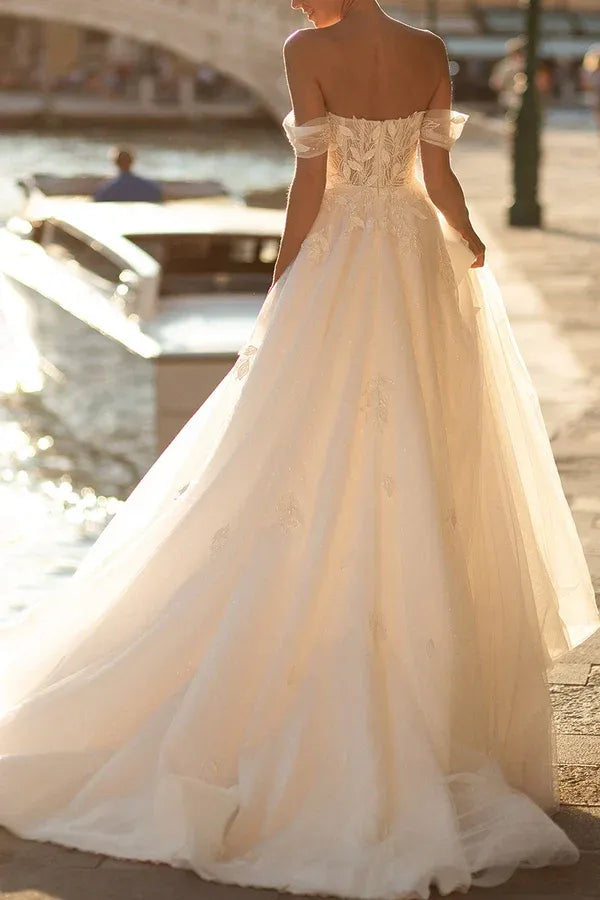 A-Line Sweetheart Floor-Length Wedding Dress - Yihuiw by Yihuiw