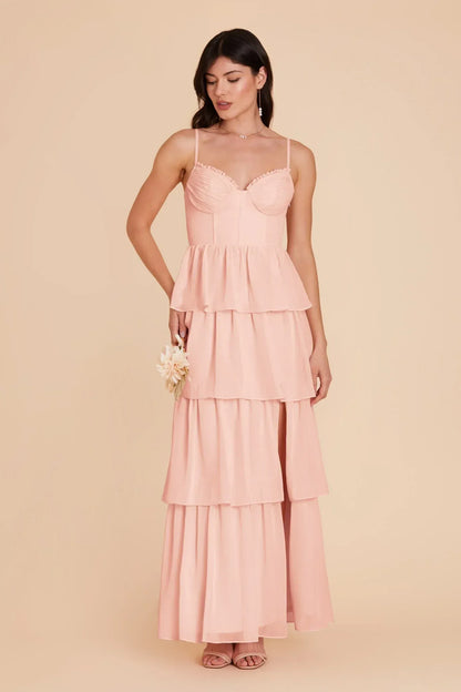 Spaghetti Strap Lace-Up Back Ruffled Floor-Length Wedding Dress - Yihuiw by Yihuiw