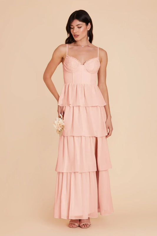 Spaghetti Strap Lace-Up Back Ruffled Floor-Length Wedding Dress - Yihuiw by Yihuiw
