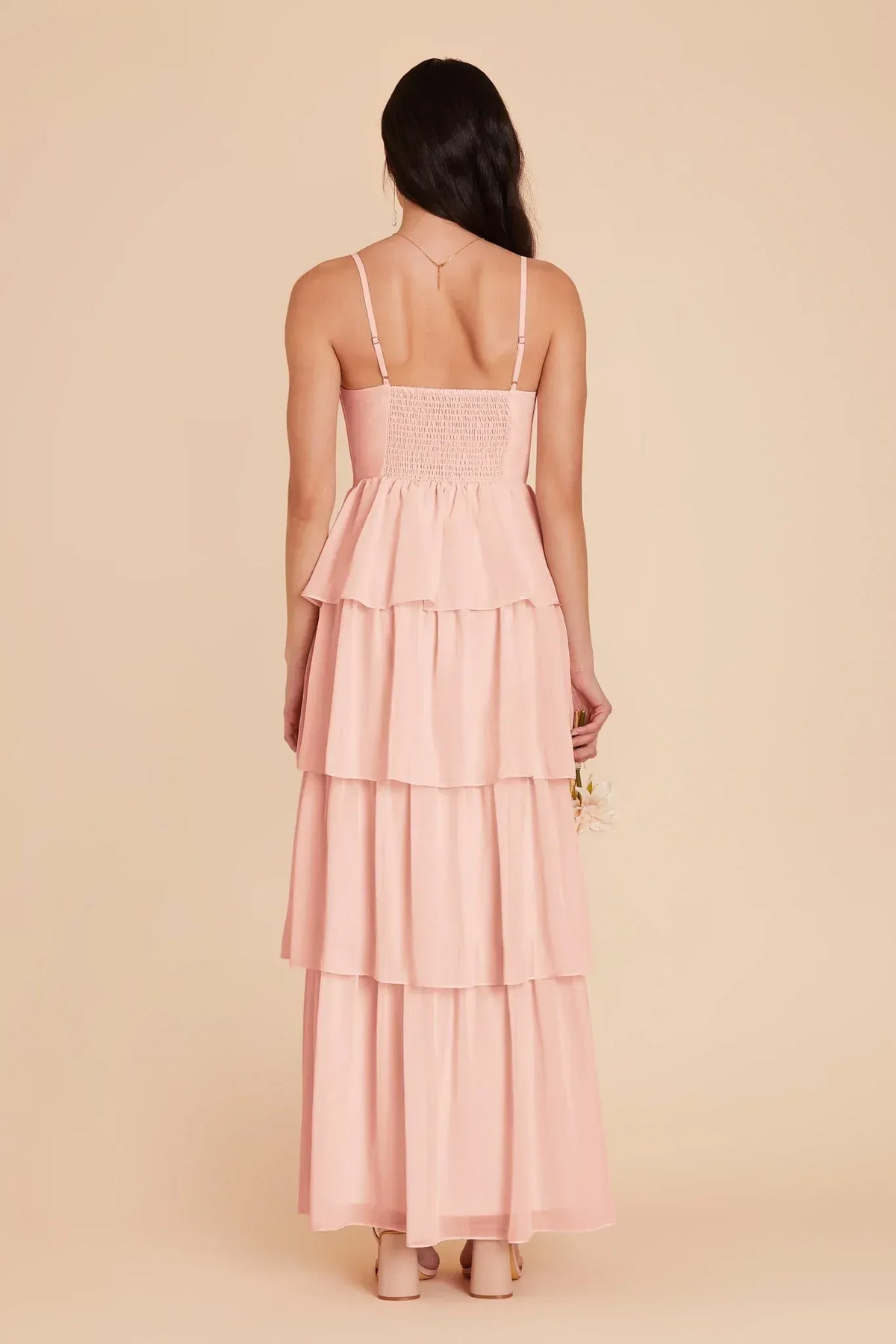 Spaghetti Strap Lace-Up Back Ruffled Floor-Length Wedding Dress - Yihuiw by Yihuiw