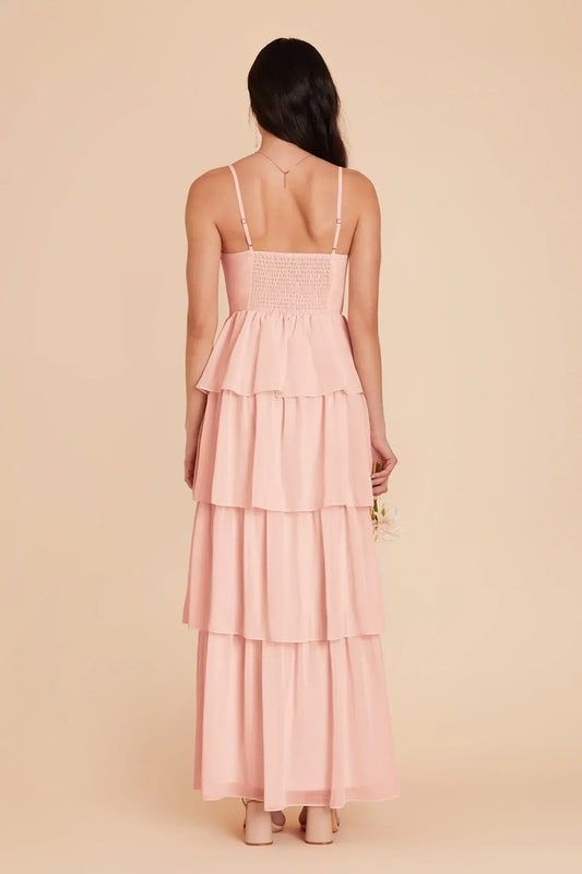 Spaghetti Strap Lace-Up Back Ruffled Floor-Length Wedding Dress - Yihuiw by Yihuiw