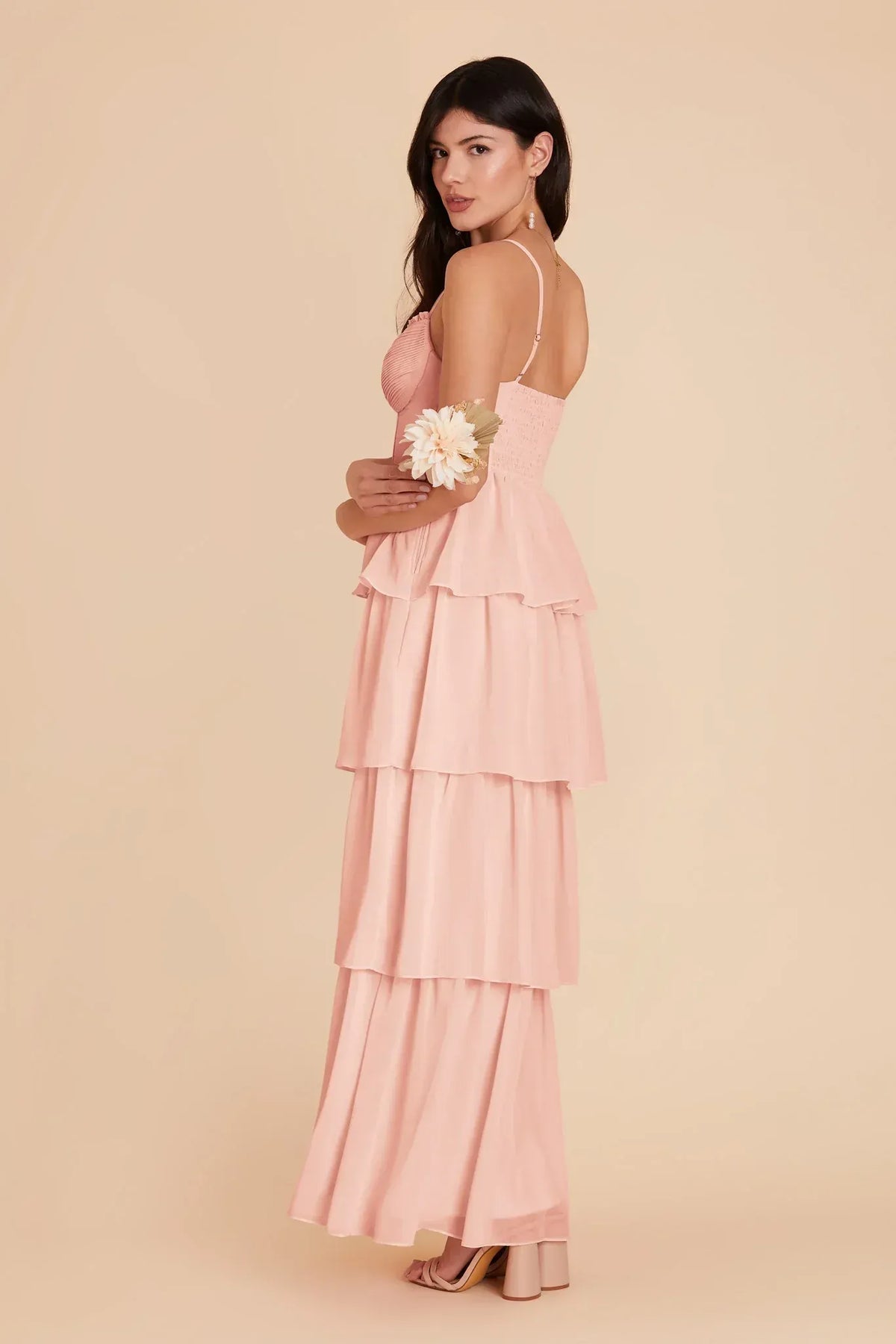 Spaghetti Strap Lace-Up Back Ruffled Floor-Length Wedding Dress - Yihuiw by Yihuiw