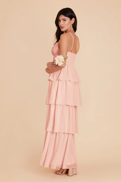 Spaghetti Strap Lace-Up Back Ruffled Floor-Length Wedding Dress - Yihuiw by Yihuiw
