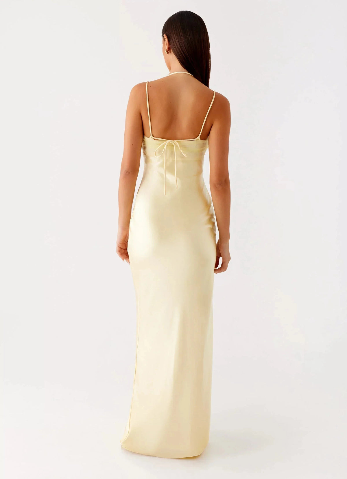 Whimsical Mermaid Halter Neck Sleeveless Tie-Back Satin Floor-Length Prom Dress by YiHuiw