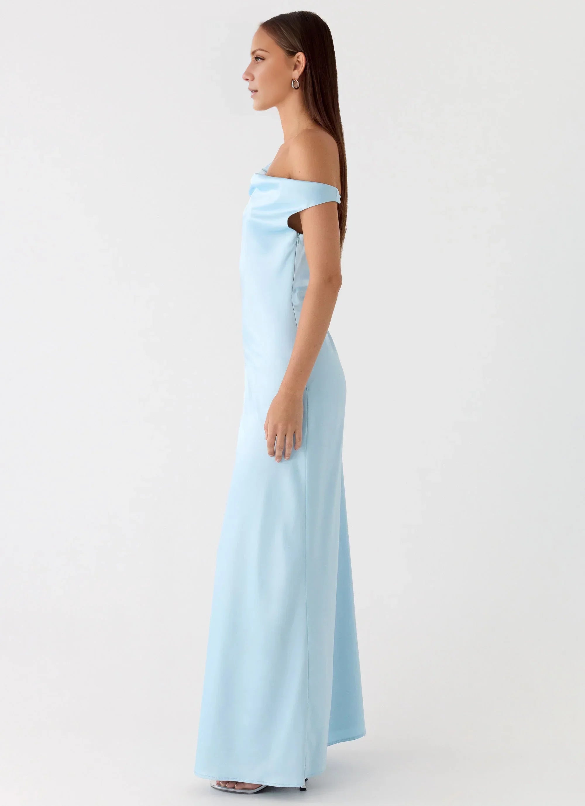 Whimsical One-Shoulder Neck Sleeveless Open-Back Satin Floor-Length Prom Dress