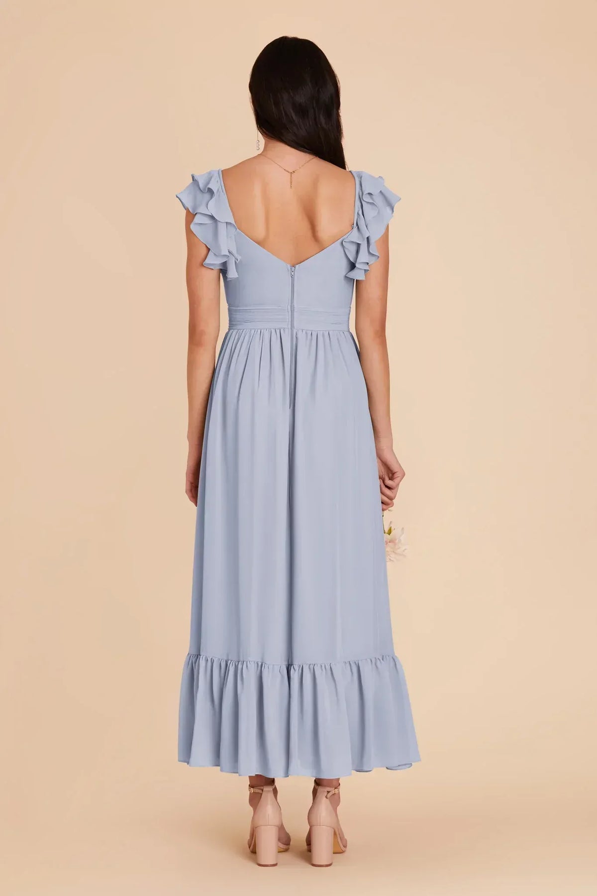 Empire Waist Ruffled Midi Wedding Dress - Yihuiw by Yihuiw