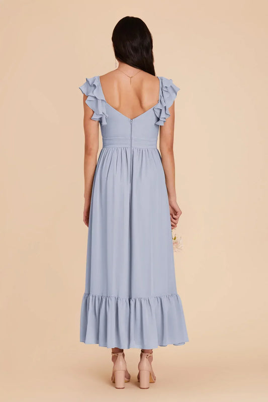 Empire Waist Ruffled Midi Wedding Dress - Yihuiw by Yihuiw