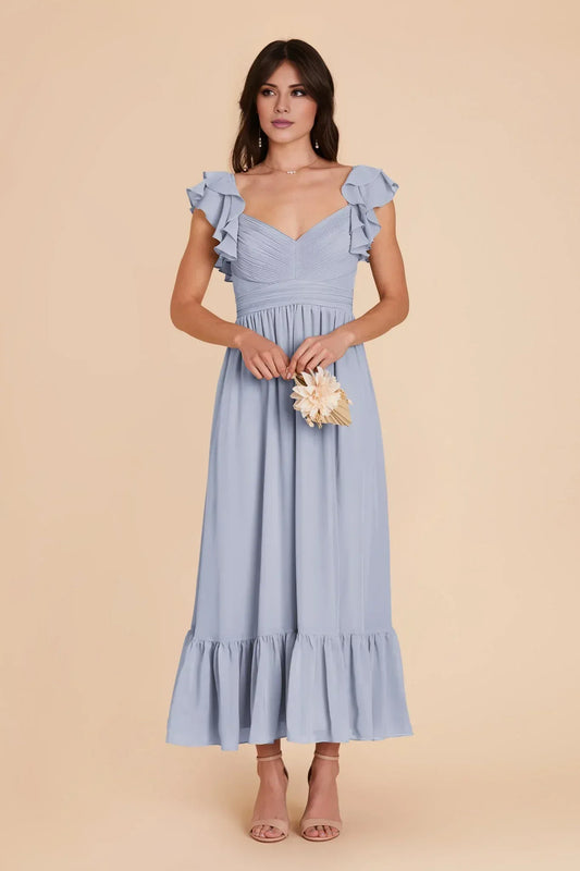 Empire Waist Ruffled Midi Wedding Dress - Yihuiw by Yihuiw