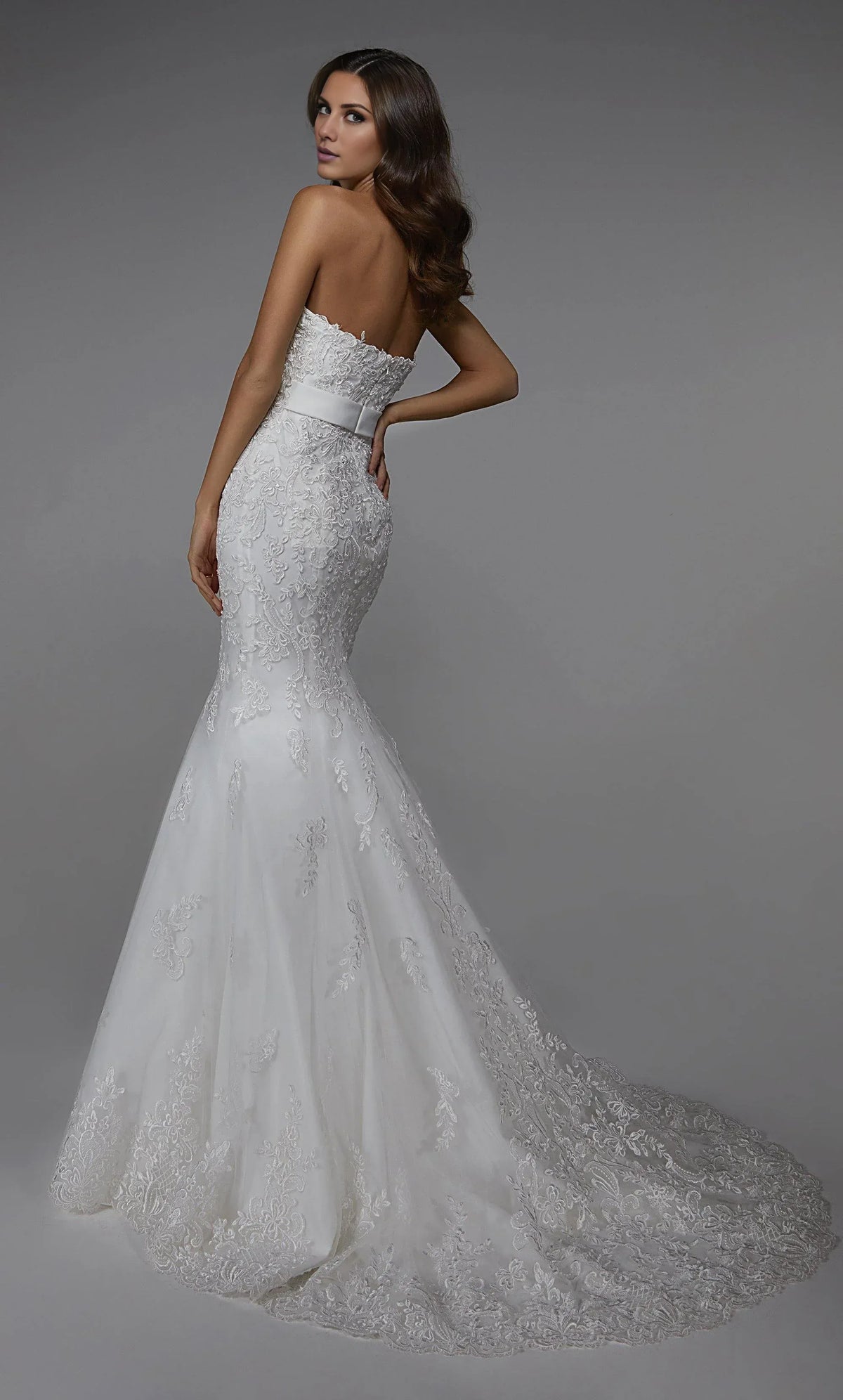 White Mermaid Sweetheart Lace Train Wedding Dress - Yihuiw by Yihuiw