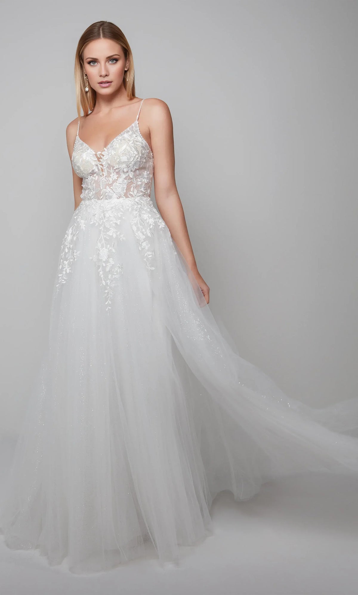 White A-Line Sweetheart Tulle Wedding Dress - Yihuiw by Yihuiw