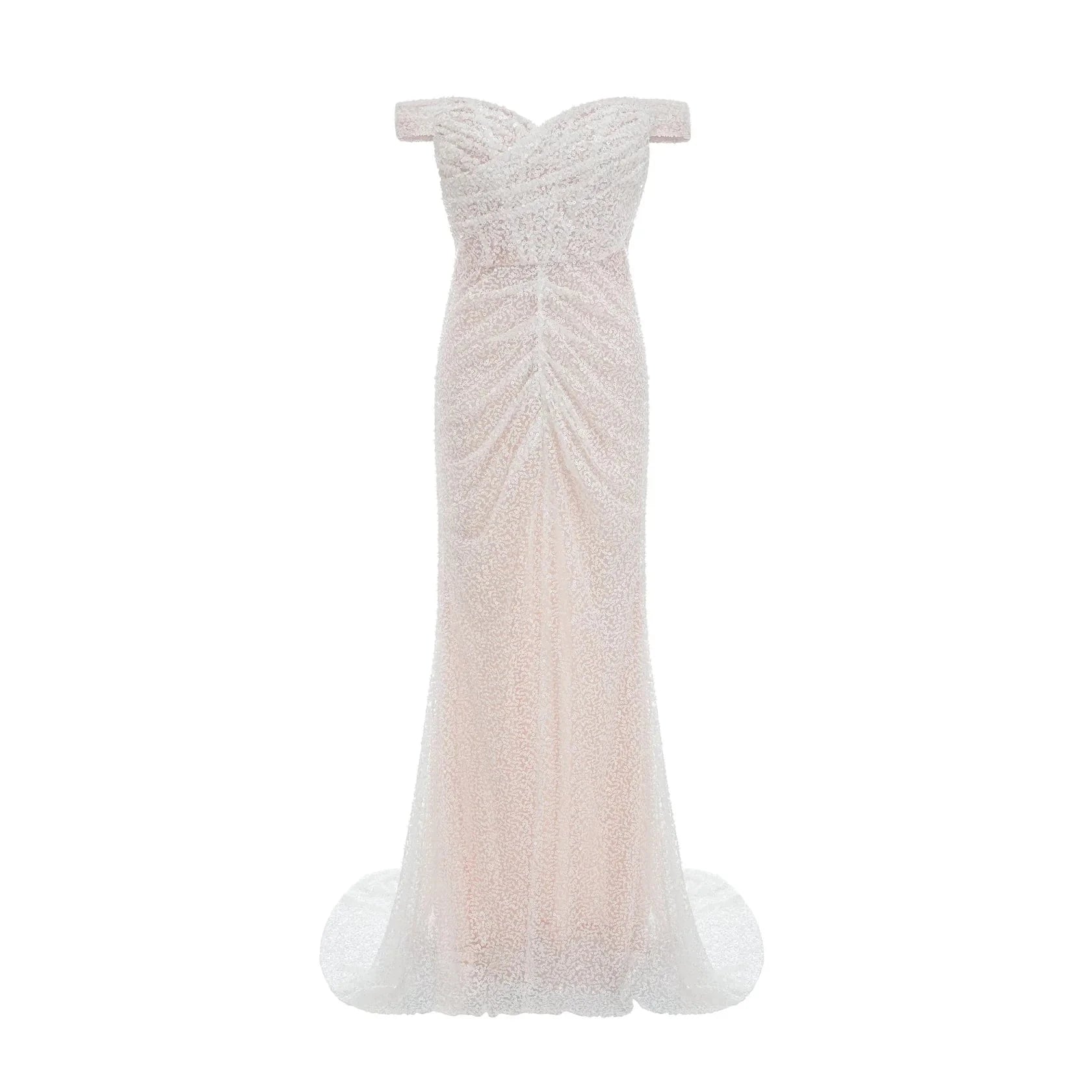 White Off - Shoulder Lace Mermaid Maxi Dress white embellished off-shoulder maxi dress Evening Dress by YiHuiw