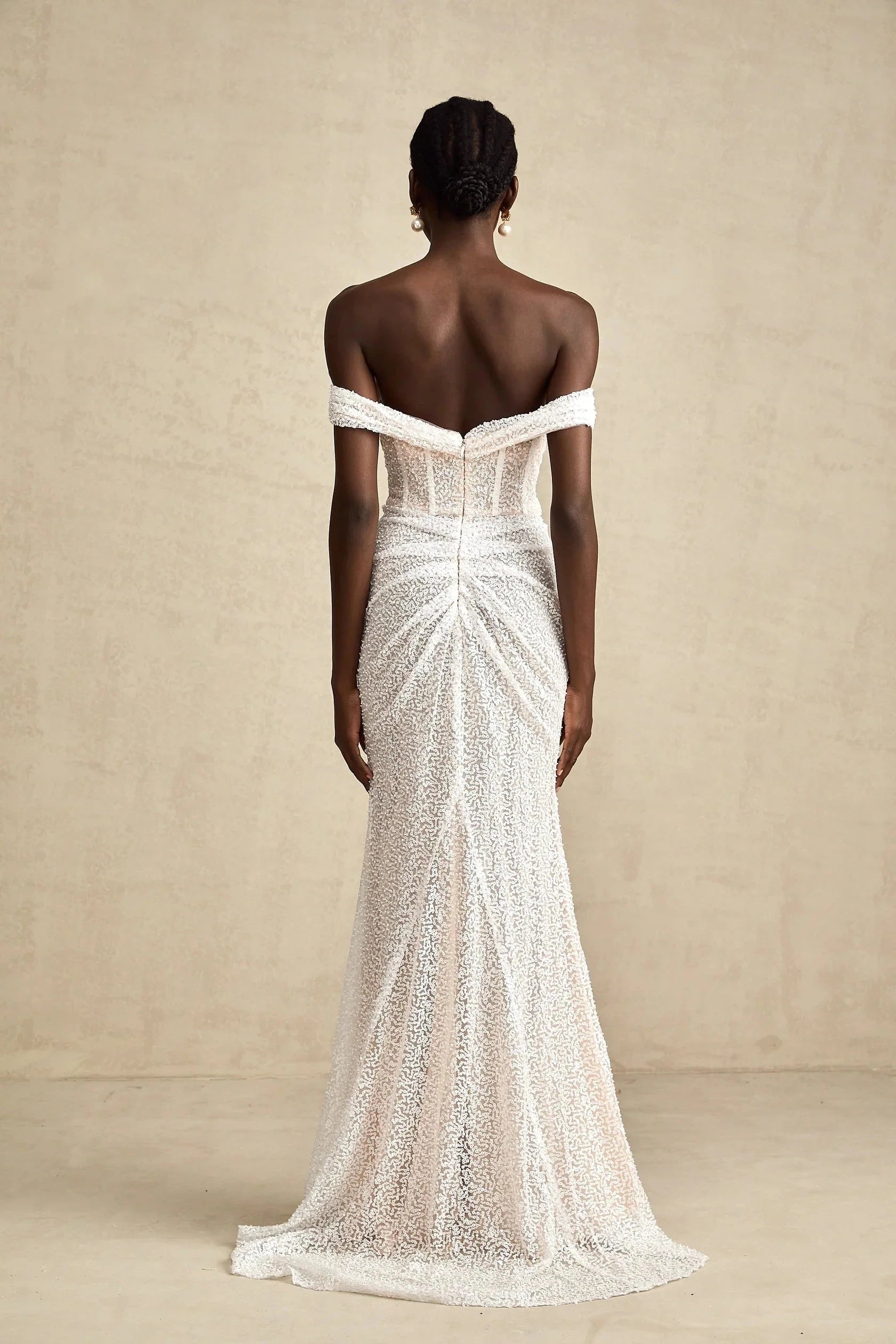 White Off - Shoulder Lace Mermaid Maxi Dress white embellished off-shoulder maxi dress Evening Dress by YiHuiw