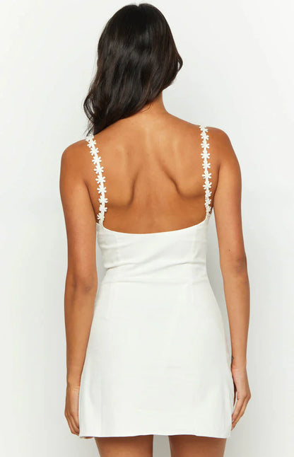 Minivestido de fiesta estilo corsé con tirantes adornados