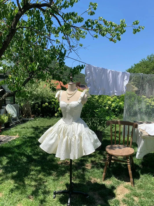 White Sweet Short Chiffon Homecoming Dress Birthday Party Dress simple gentle atmospheric and unique desi Bring summer colors to enhance whiteness by YiHuiw