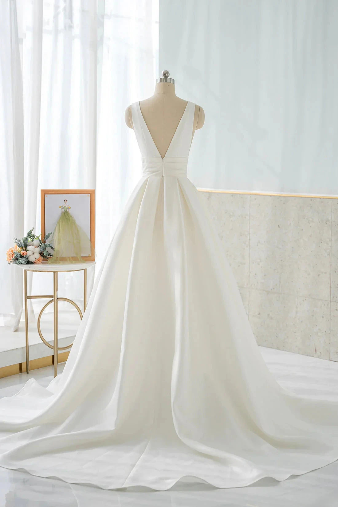 White V-Neck Satin Long Prom Dress Simple A-Line Formal Dress simple gentle atmospheric and unique desi Bring summer colors to enhance white by YiHuiw