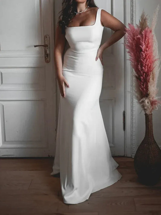 Mermaid Off-Shoulder Satin Wedding Dress - Yihuiw by Yihuiw
