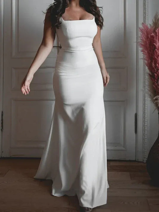 Mermaid Off-Shoulder Satin Wedding Dress - Yihuiw by Yihuiw