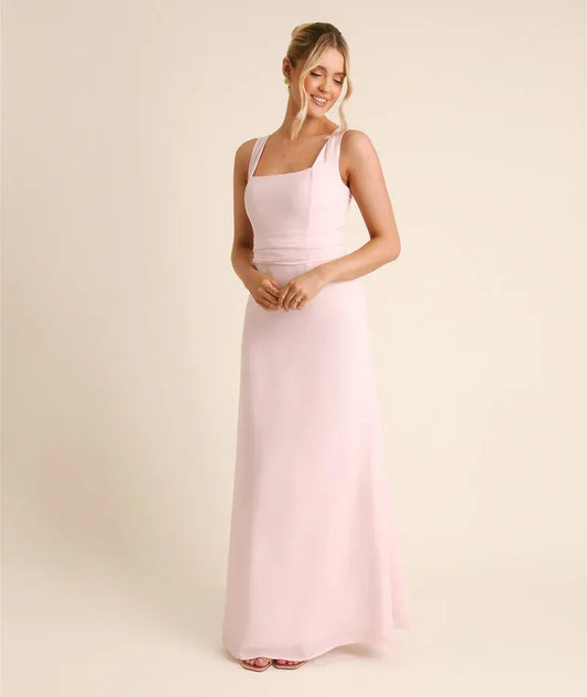 A-Line Square Neck Chiffon Wedding Dress - Yihuiw by Yihuiw