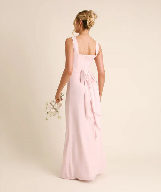 A-Line Square Neck Chiffon Wedding Dress - Yihuiw by Yihuiw